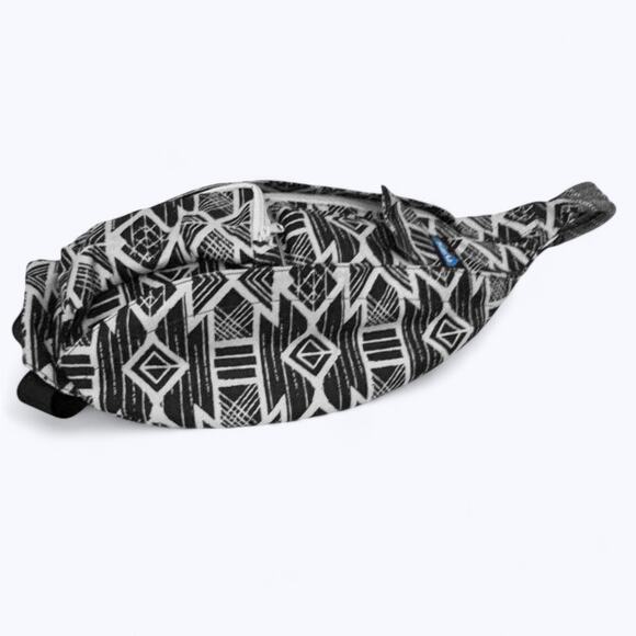 Kavu Black & White Geometric Print Canvas Rope Sling Crossbody Backpack Gorpcore - Picture 2 of 10
